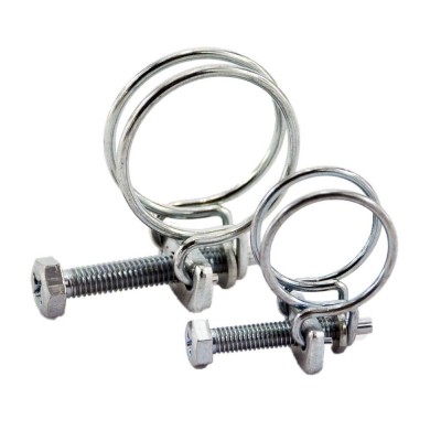 Adjustable double wire rope hose clamp